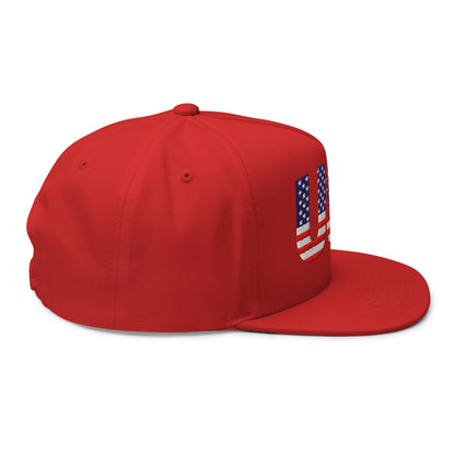 USA Flat Bill Cap | Embroidered Snapback Hat