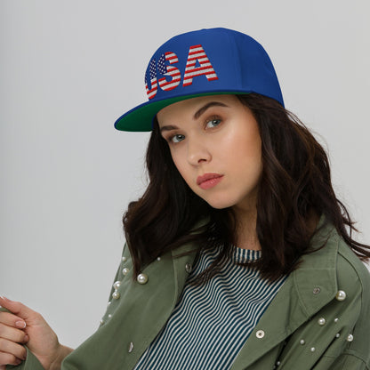 USA Flat Bill Cap | Embroidered Snapback Hat