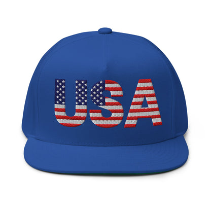 USA Flat Bill Cap | Embroidered Snapback Hat
