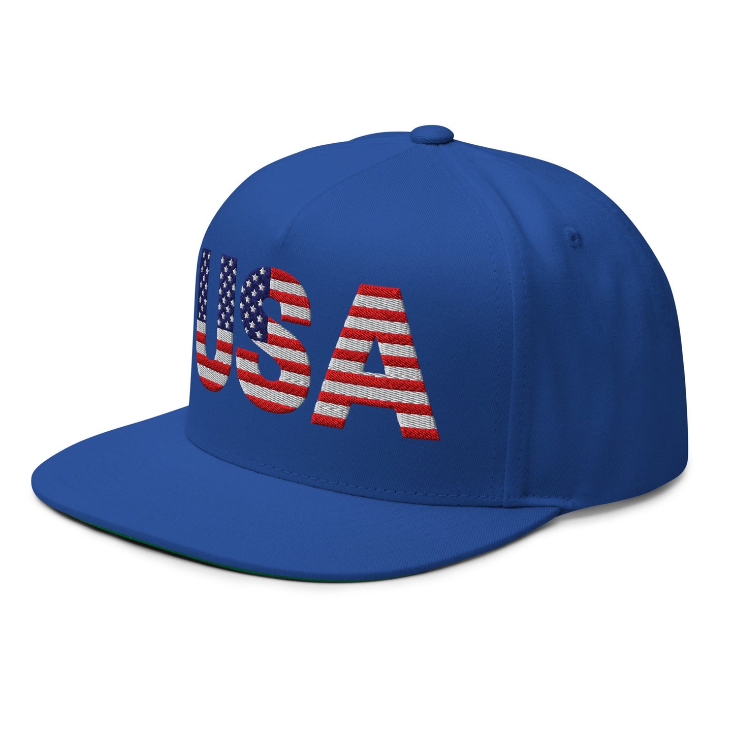 USA Flat Bill Cap | Embroidered Snapback Hat