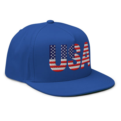 USA Flat Bill Cap | Embroidered Snapback Hat