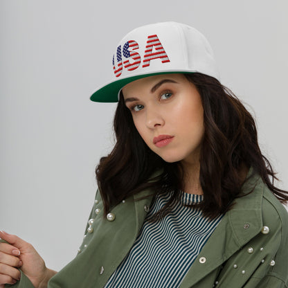 USA Flat Bill Cap | Embroidered Snapback Hat