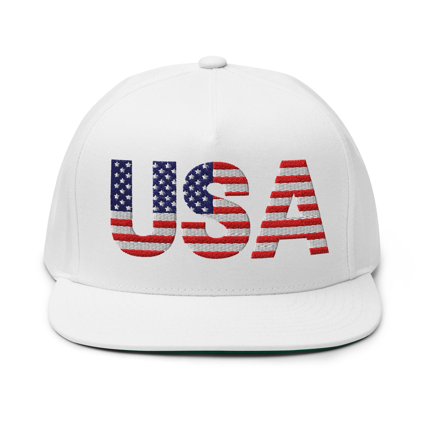 USA Flat Bill Cap | Embroidered Snapback Hat