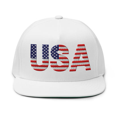 USA Flat Bill Cap | Embroidered Snapback Hat