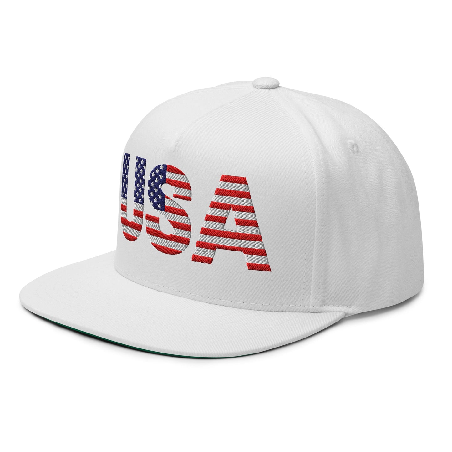 USA Flat Bill Cap | Embroidered Snapback Hat