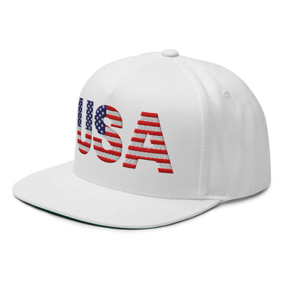 USA Flat Bill Cap | Embroidered Snapback Hat