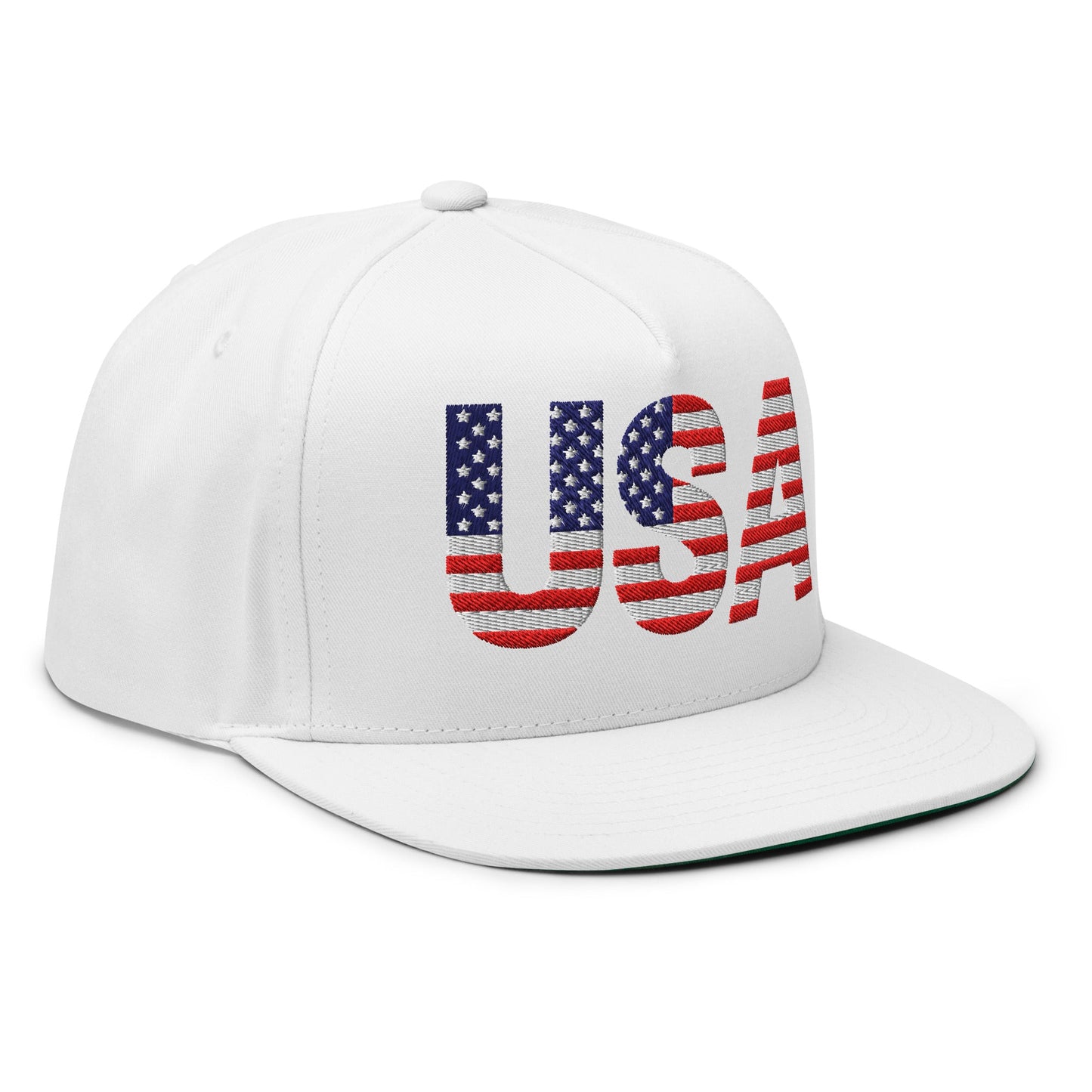 USA Flat Bill Cap | Embroidered Snapback Hat