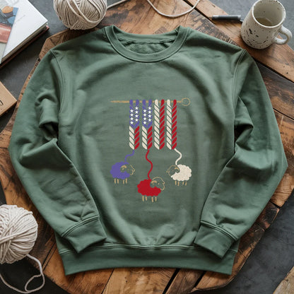 America Wool Sweatshirt - Patriotic Yarn Art Design for Knitters & Crocheters