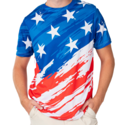 Men's Patriotic USA Quick-Dry Jersey T-Shirt - American Flag Design