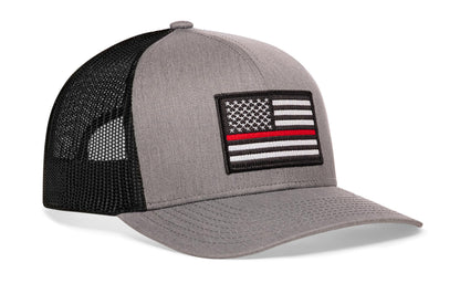 Thin Red Line Trucker Hat  |  Gray-Black Fire Snapback
