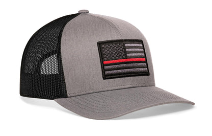 Thin Red Line Trucker Hat  |  Gray-Black Fire Tactical Snapback