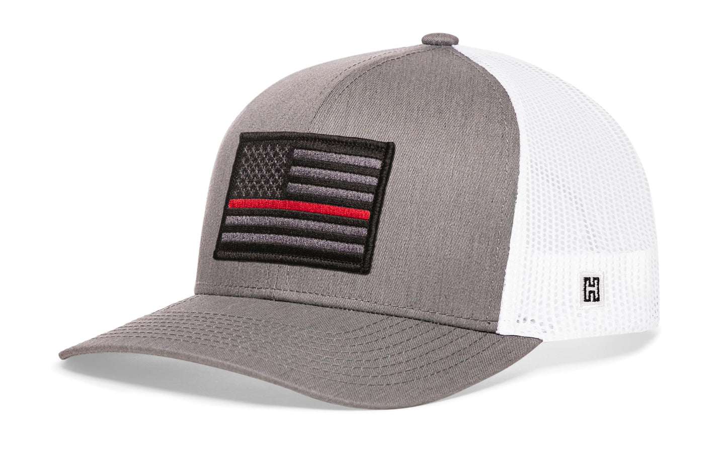 Thin Red Line Trucker Hat  |  Gray-White Fire Tactical Snapback