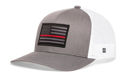 Thin Red Line Trucker Hat  |  Gray-White Fire Tactical Snapback