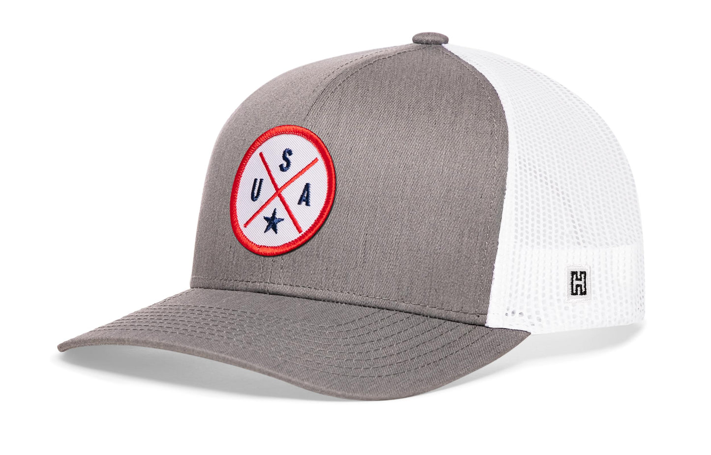 USA Trucker Hat  |  Gray-White America Snapback