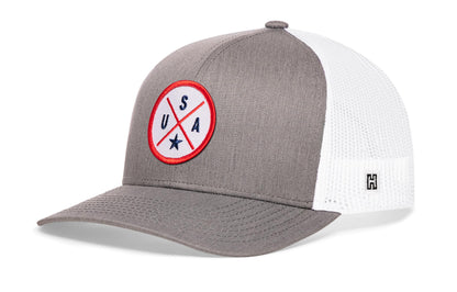 USA Trucker Hat  |  Gray-White America Snapback