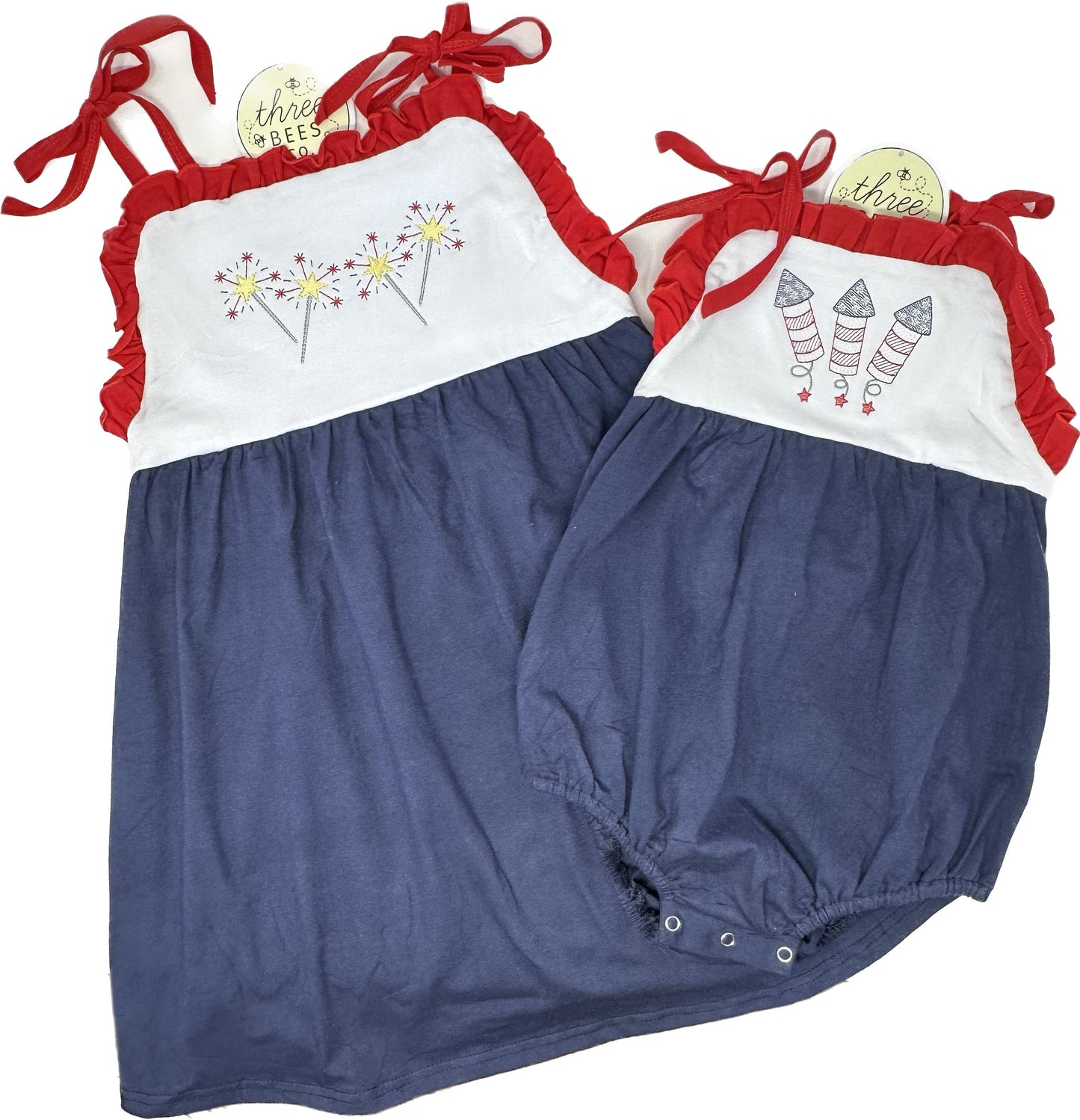 Red, White & Blue Tie Strap Dress - Kids Patriotic | Three Bees Co