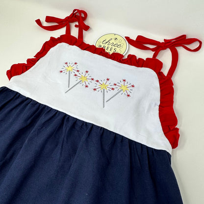Red, White & Blue Tie Strap Dress - Kids Patriotic | Three Bees Co