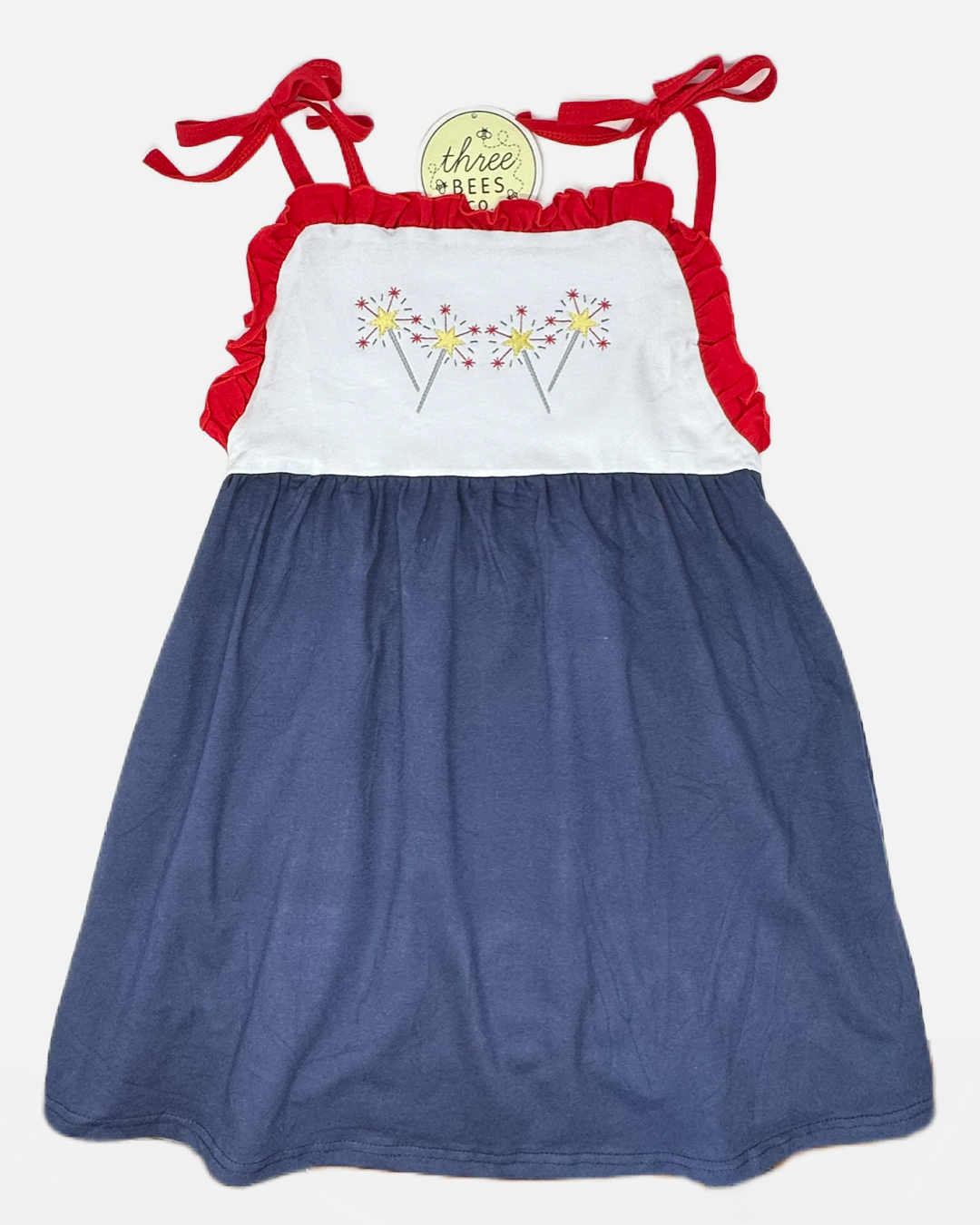 Red, White & Blue Tie Strap Dress - Kids Patriotic | Three Bees Co
