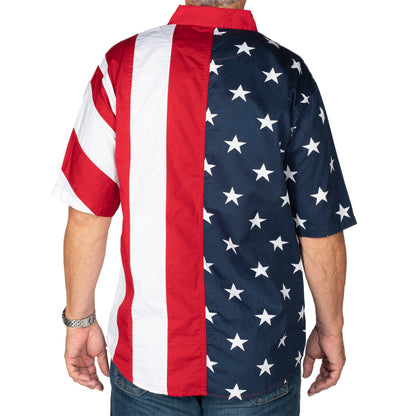 Stars & Stripes Men's Cotton Button-Up Shirt - USA | Flag Shirt