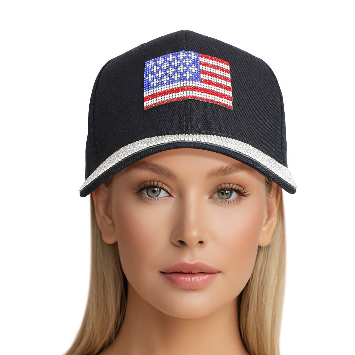 Black Canvas American Flag Baseball Cap | Women's Hat