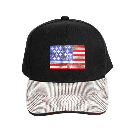 Black Canvas American Flag Baseball Cap | Women's Hat