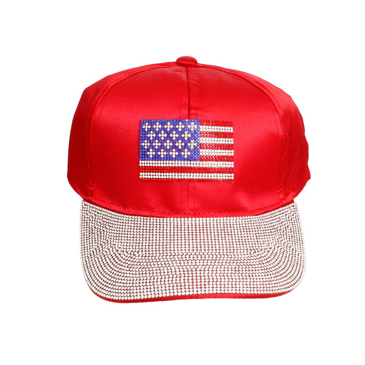 Red Satin American Flag Baseball Cap | Women's Hat
