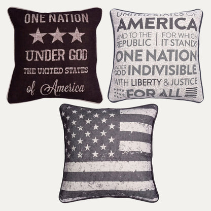 Patriotic Design Printed Throw Pillow Cover - Set of 3, 18 x 18 Inches