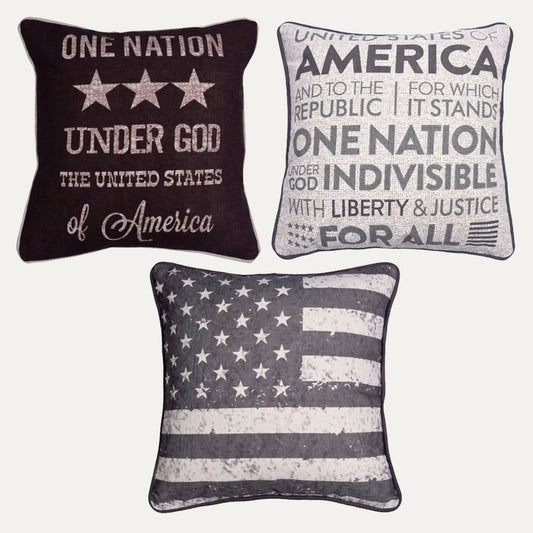 Patriotic Design Printed Throw Pillow Cover - Set of 3, 18 x 18 Inches