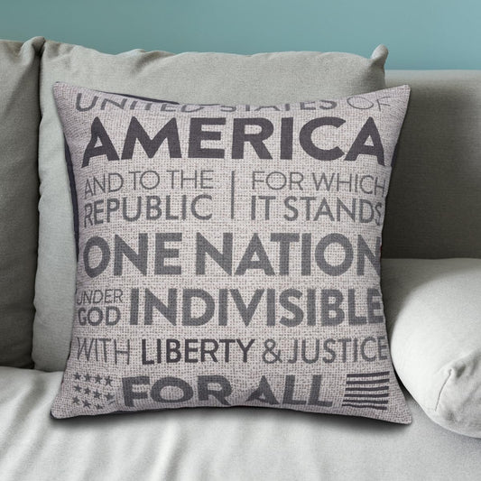Patriotic Design Printed Throw Pillow Cover - 18 x 18 Inches
