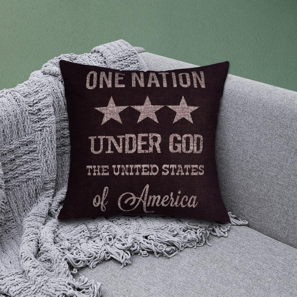 Patriotic Design Printed Throw Pillow Cover - 18 x 18 Inches