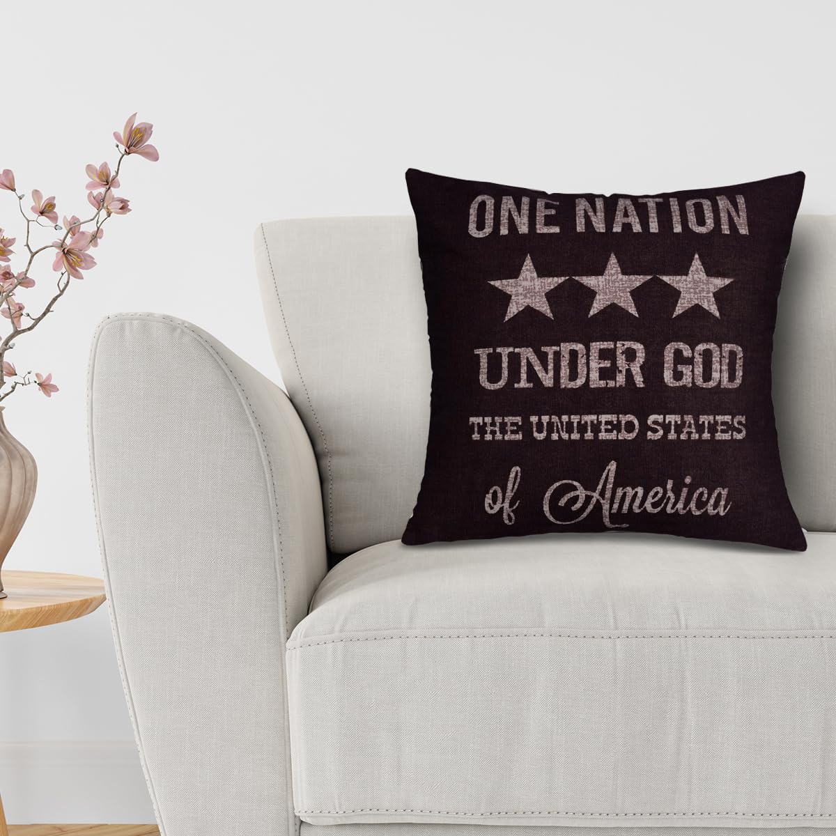 Patriotic Design Printed Throw Pillow Cover - 18 x 18 Inches