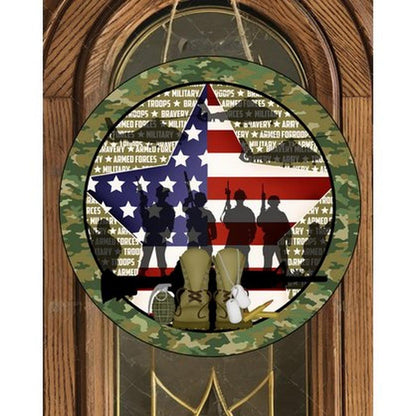 Patriotic Army Armed Forces Round Sign