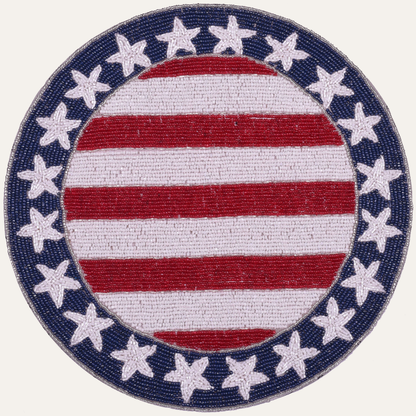 USA Flag Round Beaded Placemats