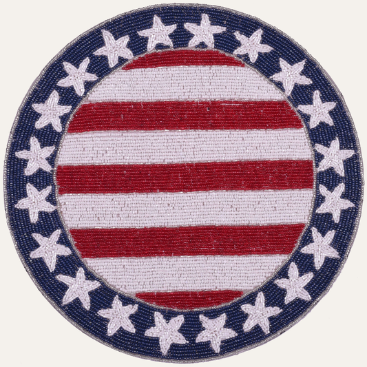 USA Flag Round Beaded Placemats