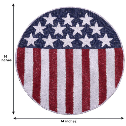 USA Patriotic Flag Round Beaded Placemats