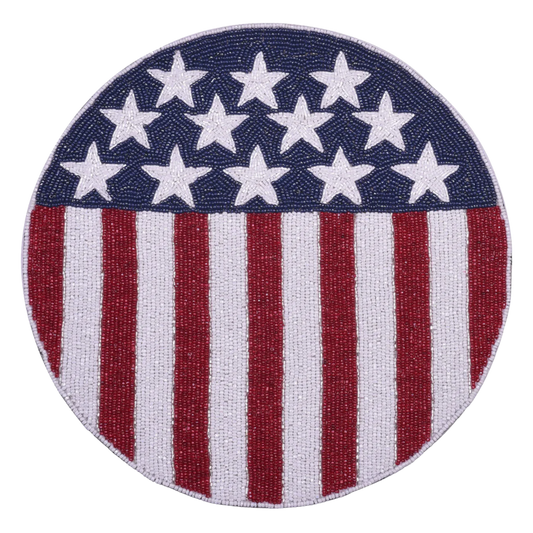 USA Patriotic Flag Round Beaded Placemats