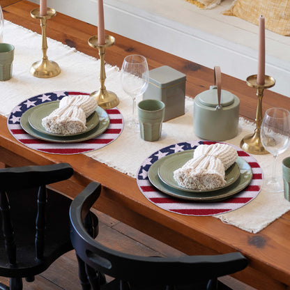 USA Flag Round Beaded Placemats