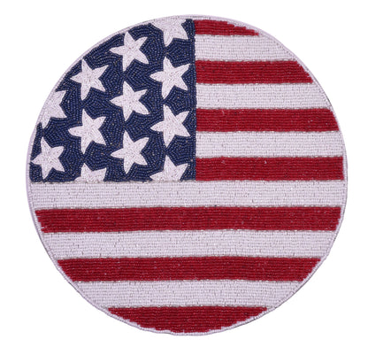 USA Flag Round Beaded Placemats