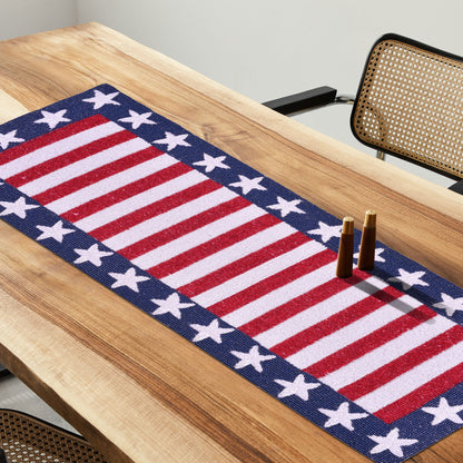 USA Flag Beaded Table Runner 13" x 54"
