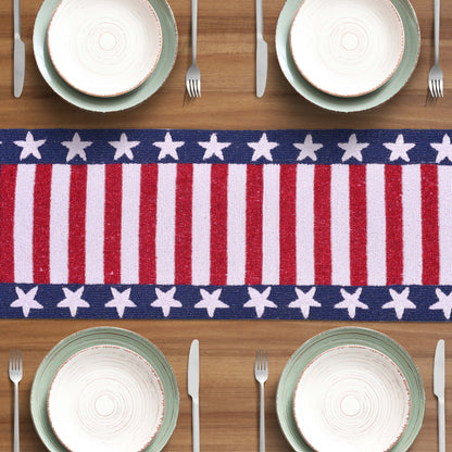USA Flag Beaded Table Runner 13" x 54"