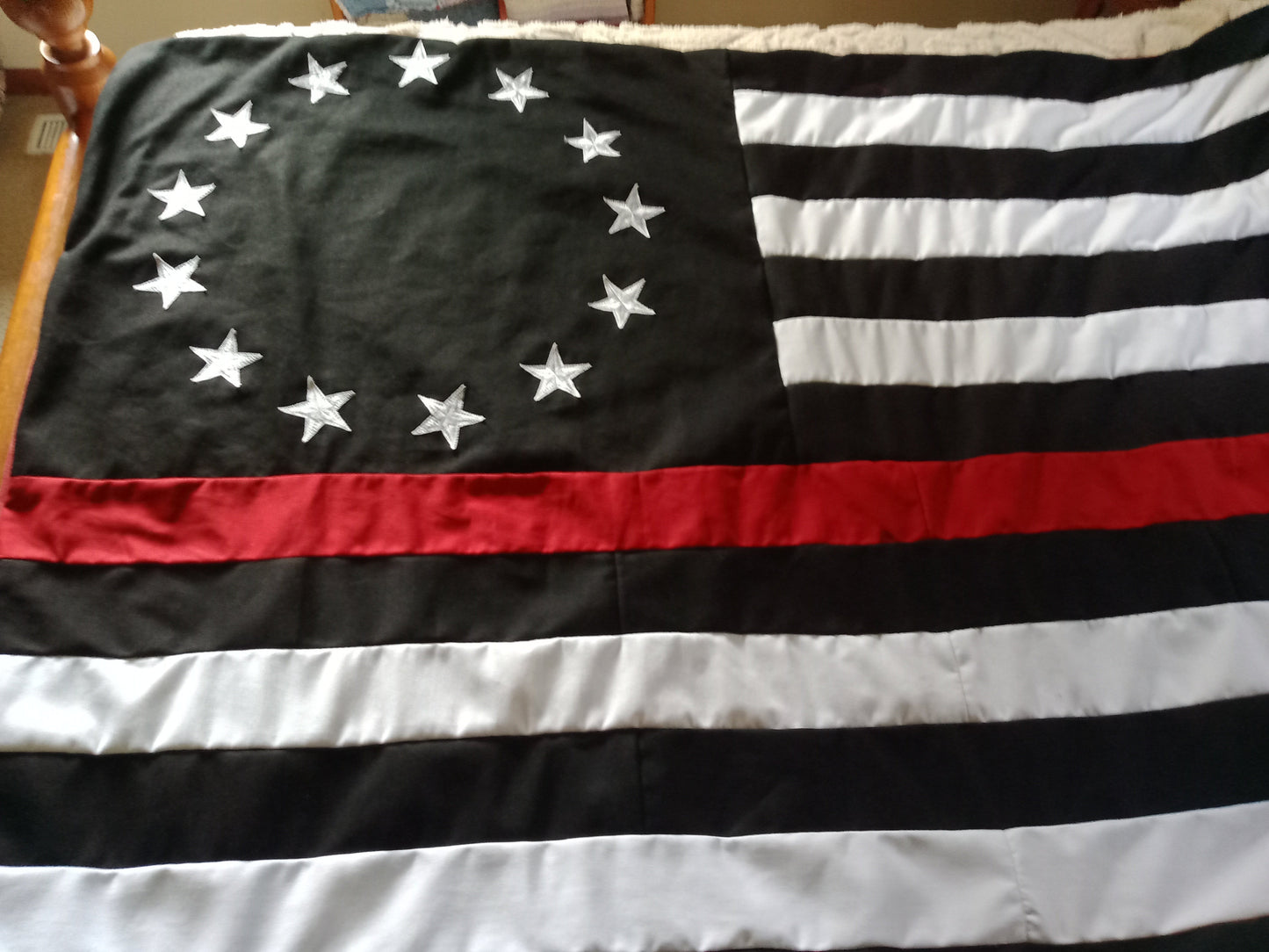 Handcrafted American Flag Comforter - 100% USA Denim Betsy Ross Design