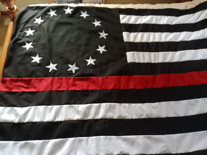 Handcrafted American Flag Comforter - 100% USA Denim Betsy Ross Design