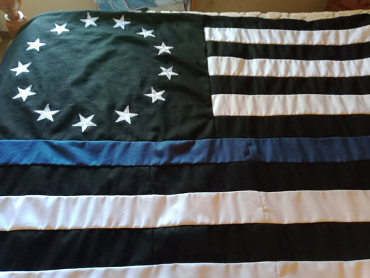 Handcrafted American Flag Comforter - 100% USA Denim Betsy Ross Design