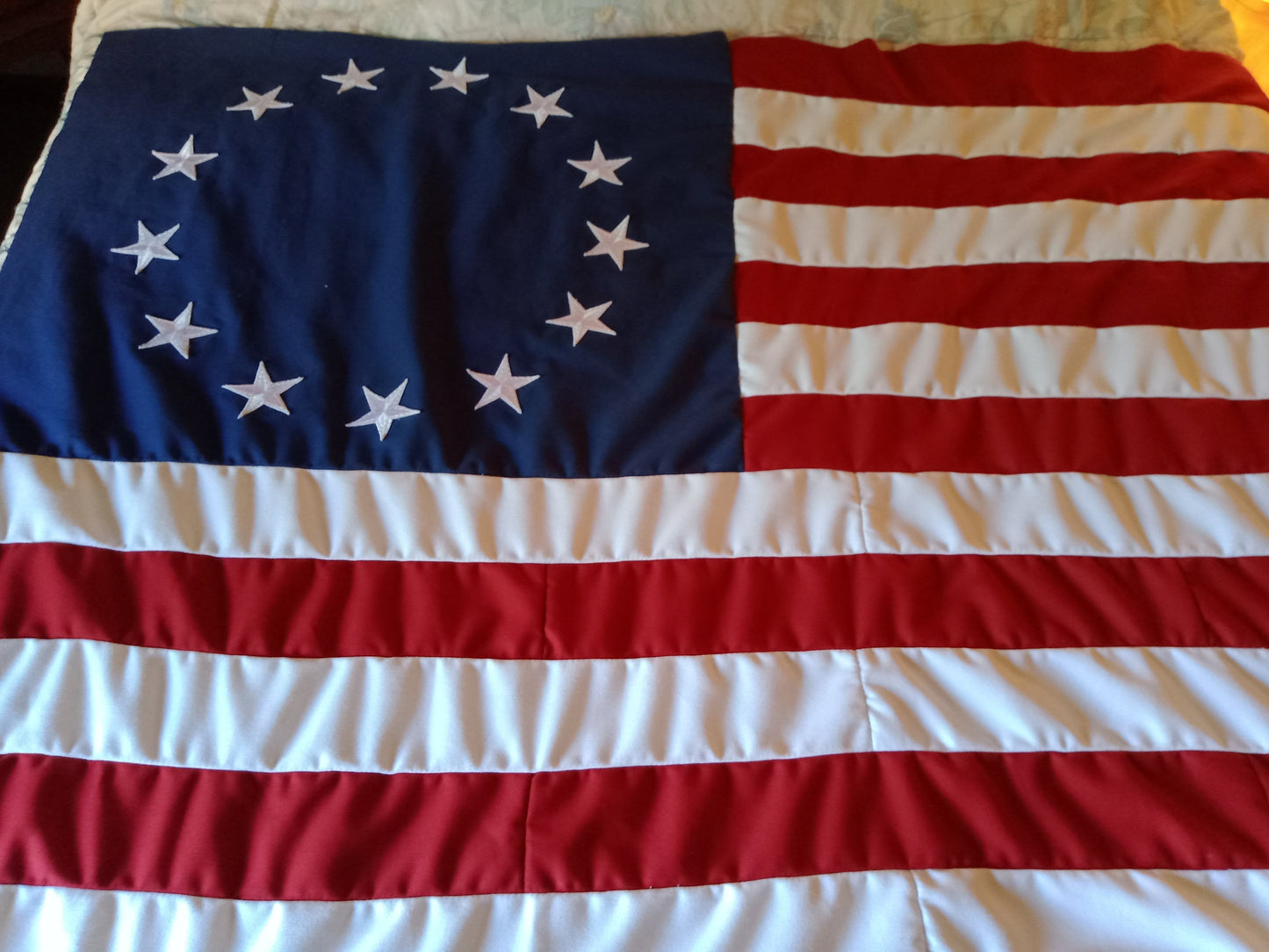 Handcrafted American Flag Comforter - 100% USA Denim Betsy Ross Design