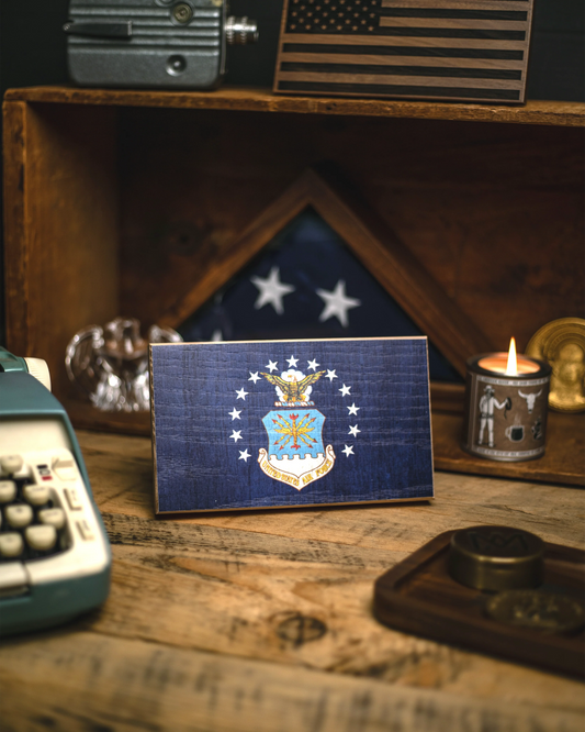 Air Force Wooden Desk Flag – American Oak | Made in USA | Flags of Valor