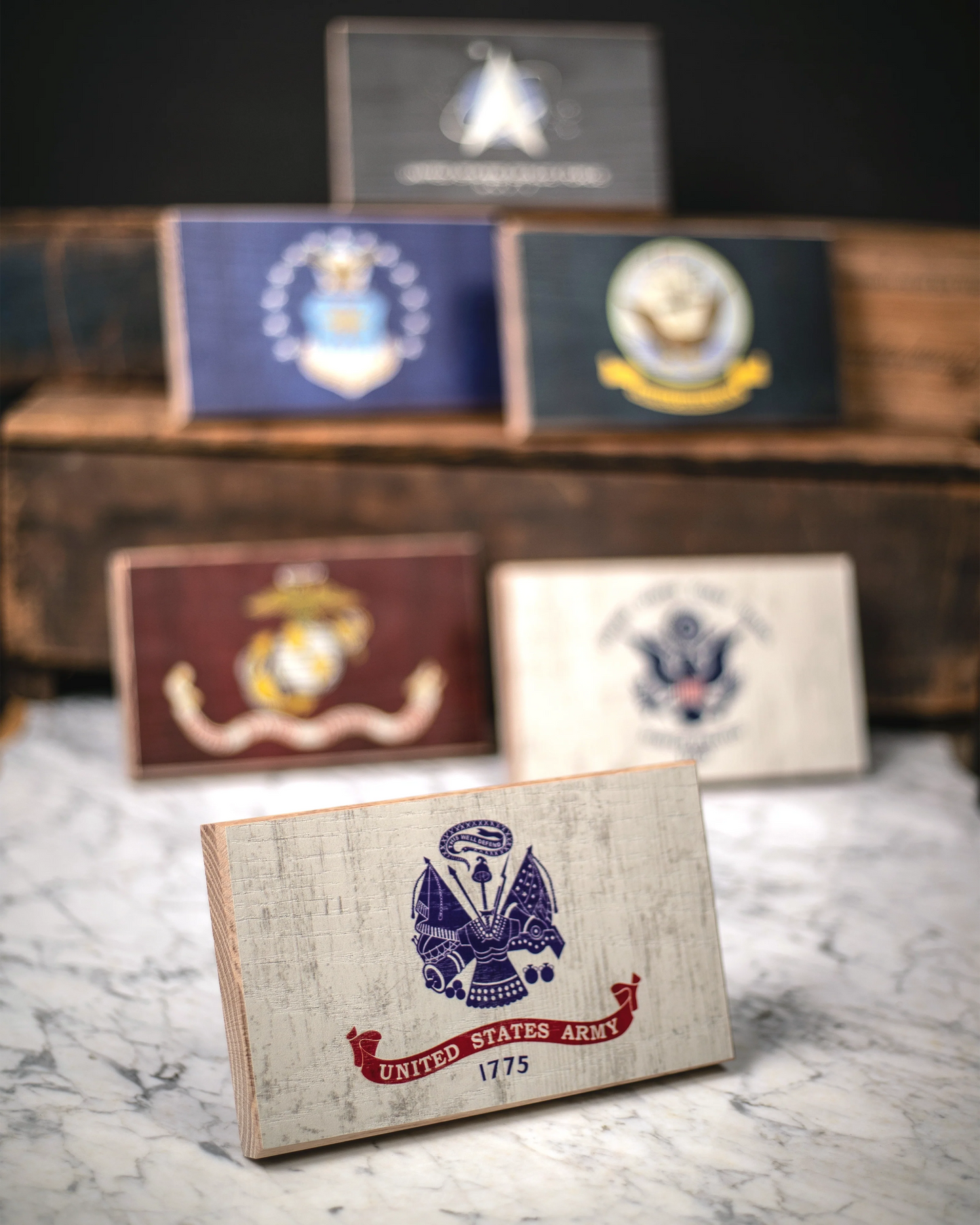 Army Wooden Desk Flag – American Oak | Made in USA | Flags of Valor