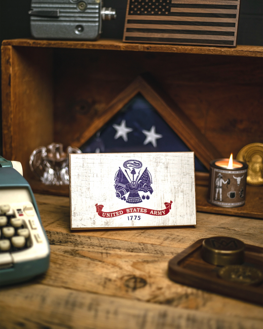 Army Wooden Desk Flag – American Oak | Made in USA | Flags of Valor