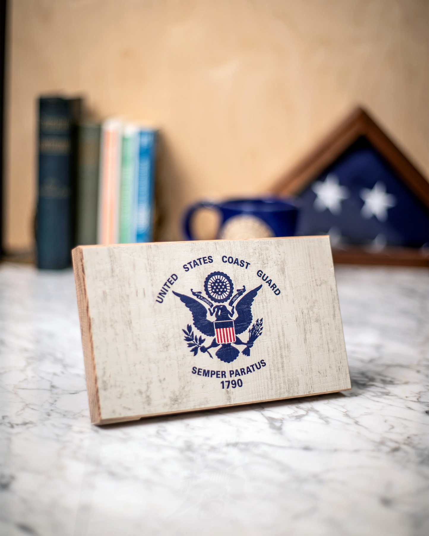 Coast Guard Wooden Desk Flag – American Oak | Shop250America