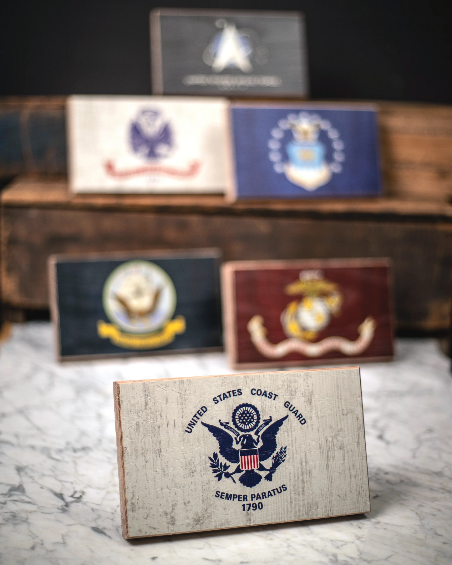 Coast Guard Wooden Desk Flag – American Oak | Shop250America