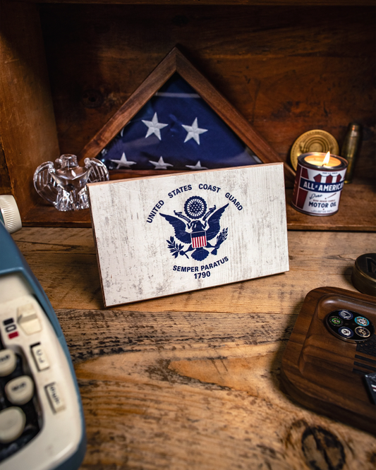 Coast Guard Wooden Desk Flag – American Oak | Shop250America